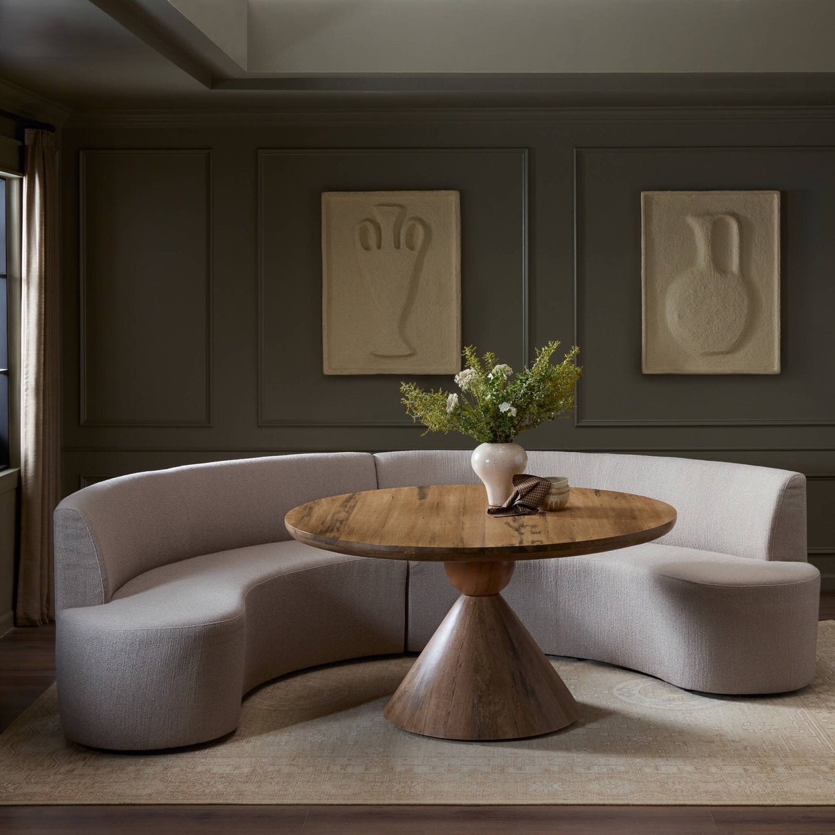 Sanda Dining Banquette in Kerbey Camel from Four Hands - Luna Furniture