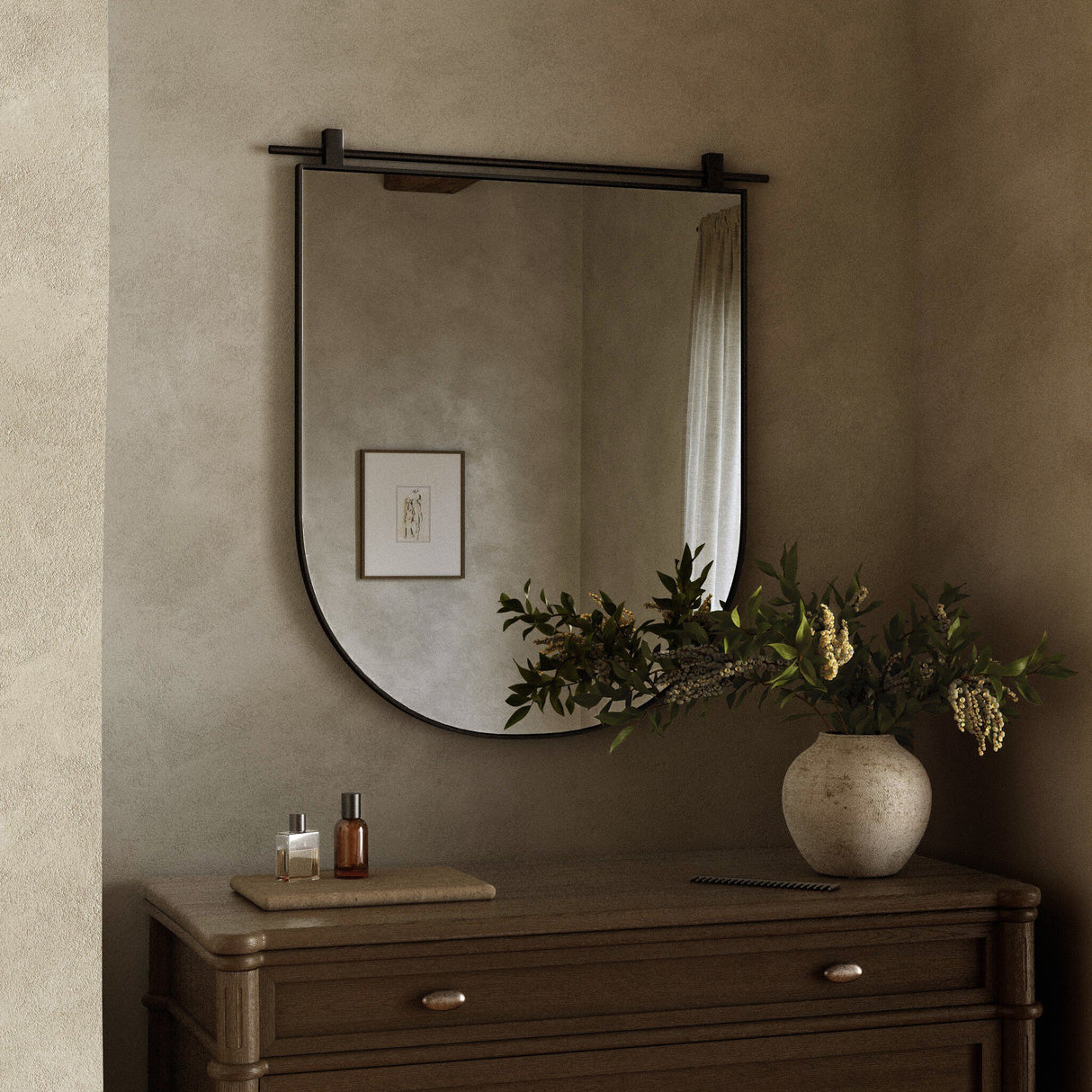 Chico Arch Mirror in Antiqued Iron from Four Hands - Luna Furniture