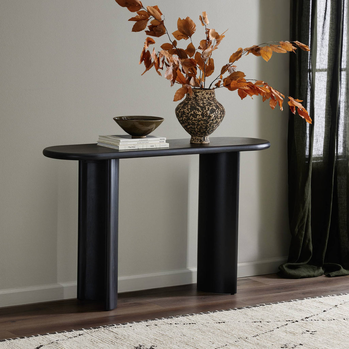 Paden Console Table in Aged Black Acacia from Four Hands - Luna Furniture