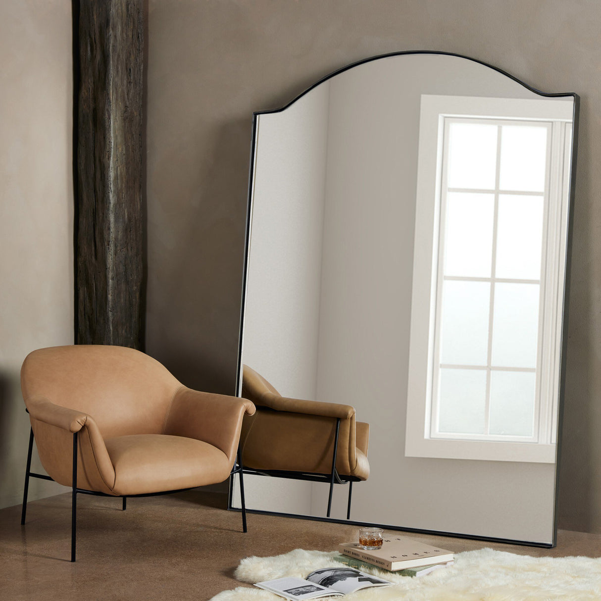 Jacques Floor Mirror in Gunmetal from Four Hands - Luna Furniture
