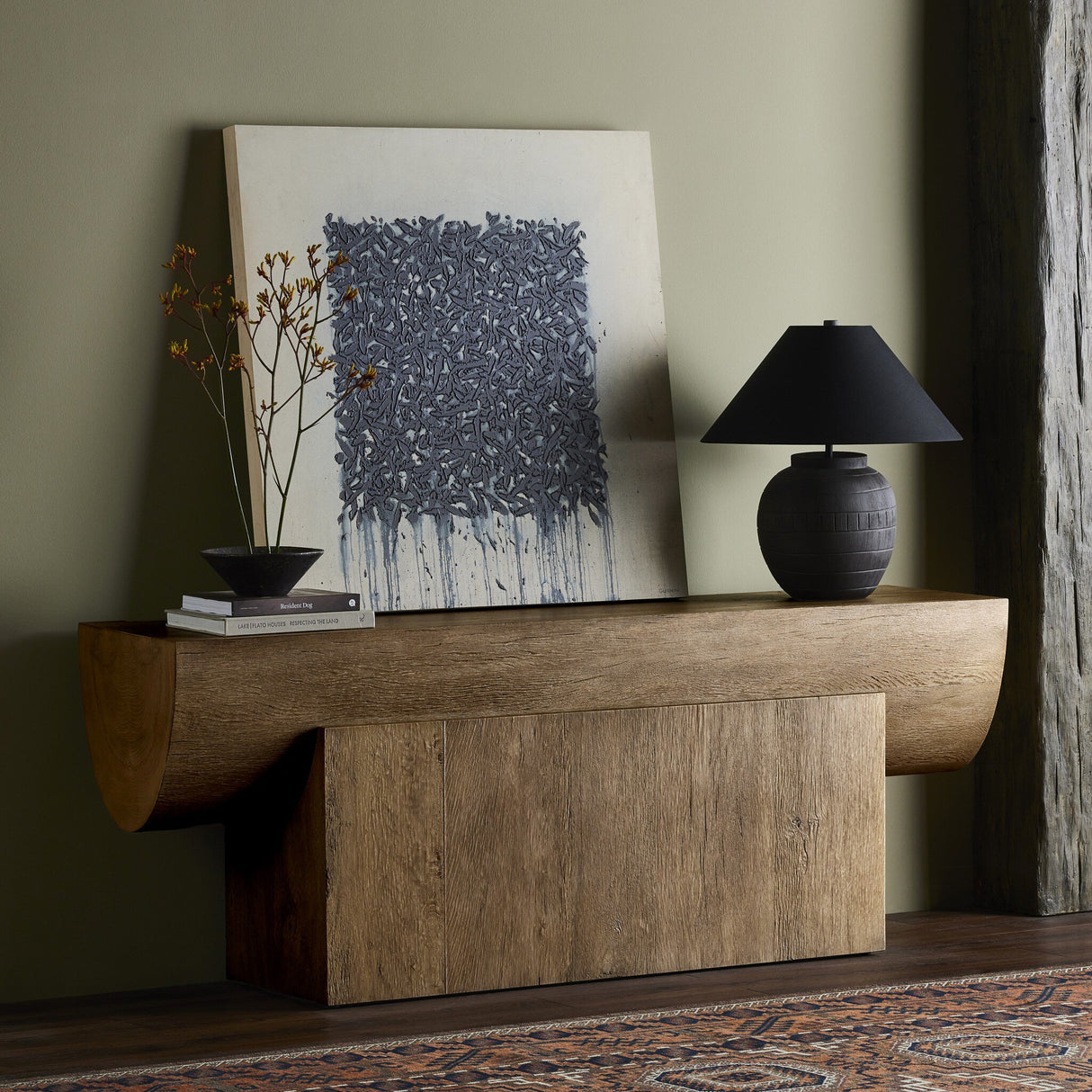 Elbert Console Table in Rustic Oak Veneer from Four Hands - Luna Furniture