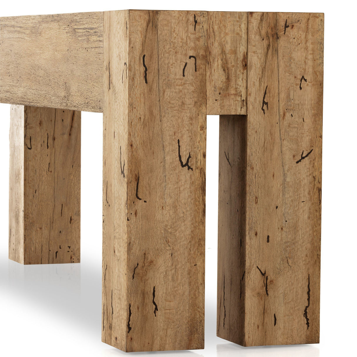 Abaso Console Table in Rustic Wormwood Oak from Four Hands - Luna Furniture