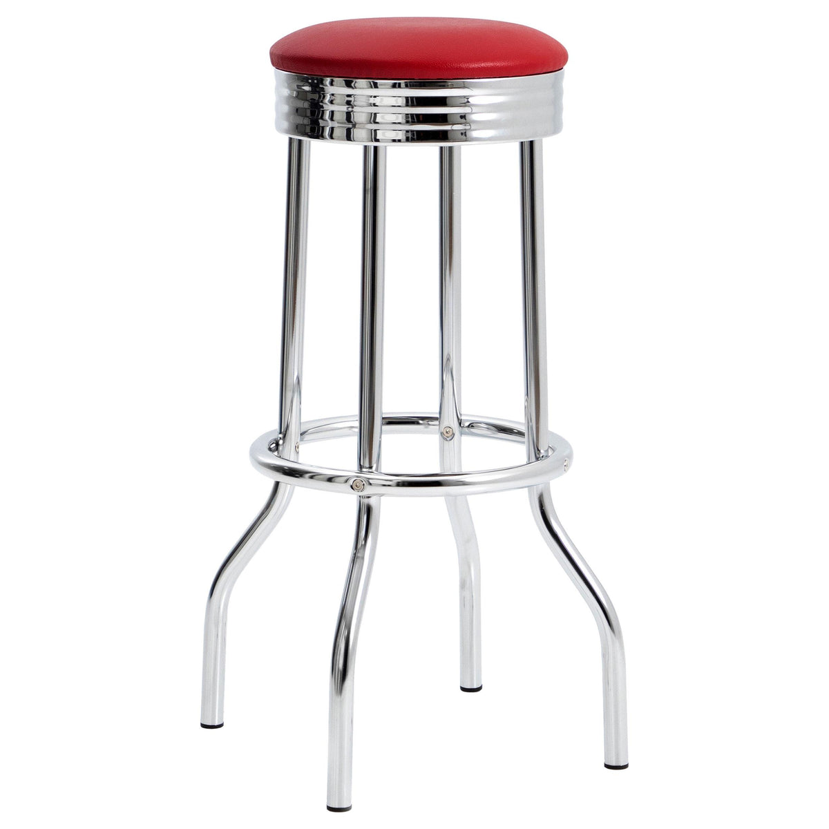 Hopkins Red and Chrome Upholstered Top Bar Stools, Set of 2 from Coaster - Luna Furniture