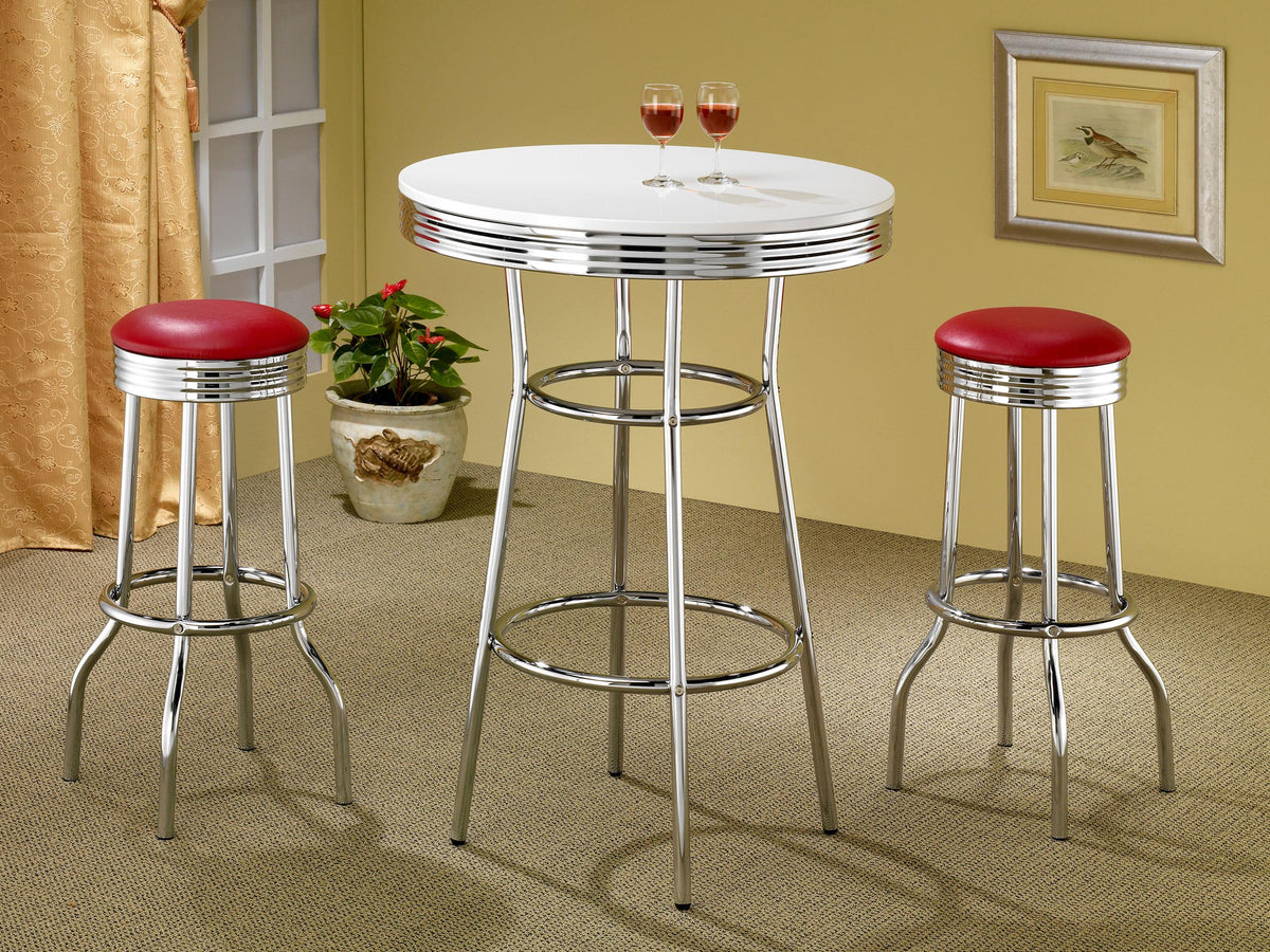 Hopkins Red and Chrome Upholstered Top Bar Stools, Set of 2 from Coaster - Luna Furniture