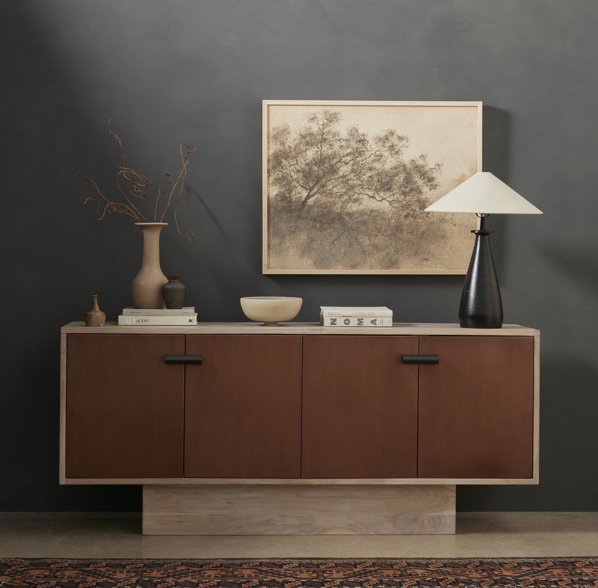 Innes Tapered Shade Table Lamp in Matte Black Cast Aluminum from Four Hands - Luna Furniture