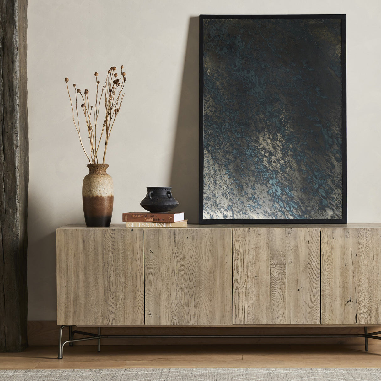 Acid Wash Mirror in Iron Matte Black from Four Hands - Luna Furniture