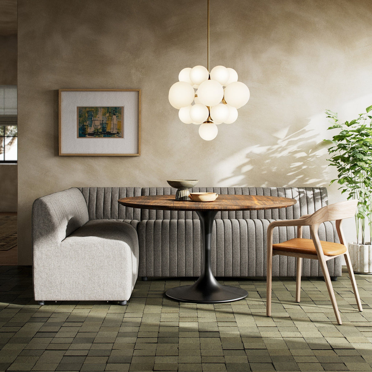 Augustine Dining Banquette, L-Shape in Orly Natural from Four Hands - Luna Furniture