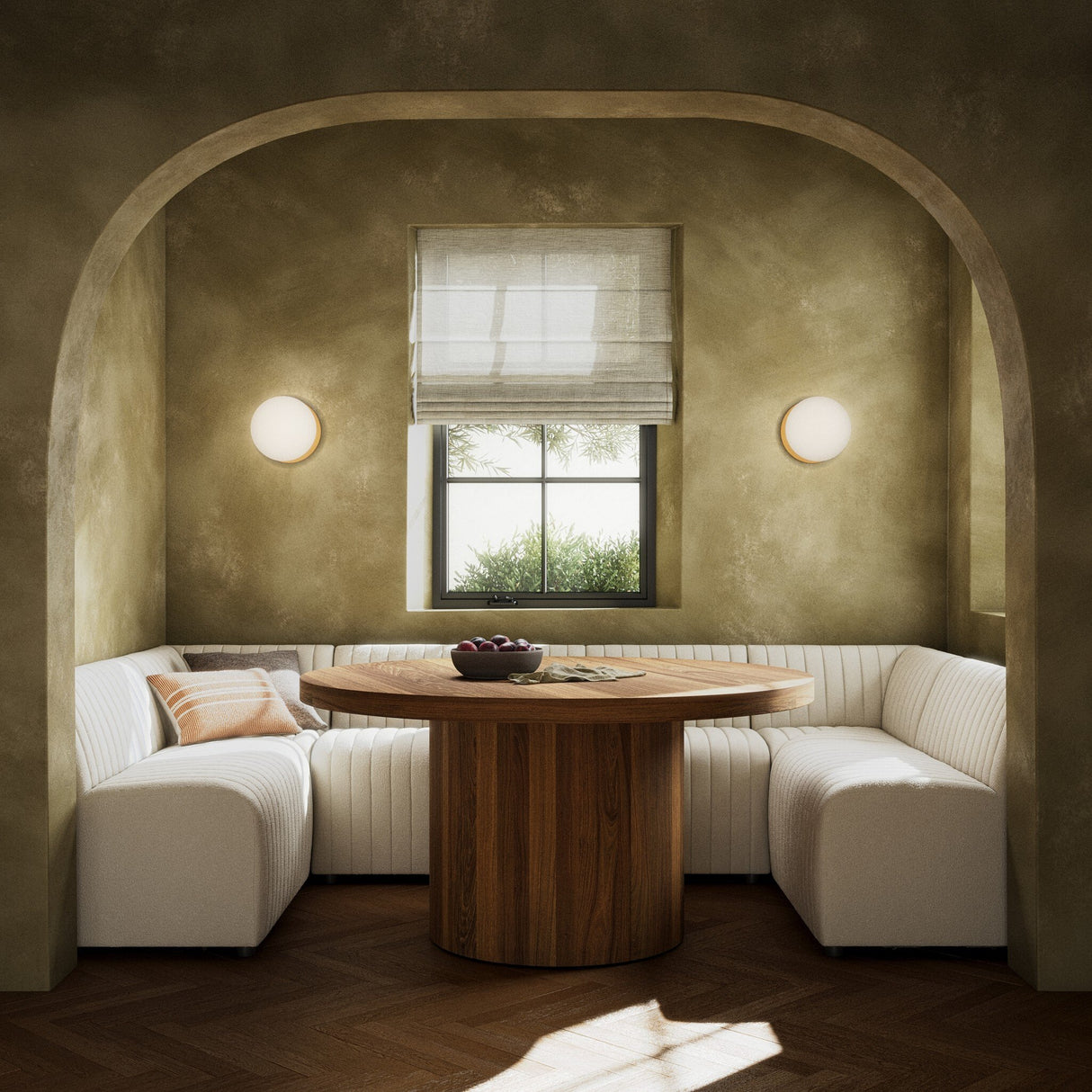 Augustine Dining Banquette, U Shape in Capri Oatmeal from Four Hands - Luna Furniture