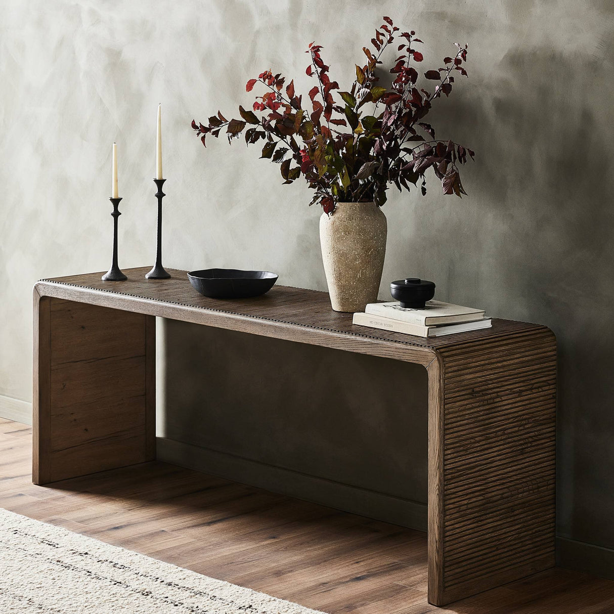 Leo Console Table in Rustic Grey from Four Hands - Luna Furniture