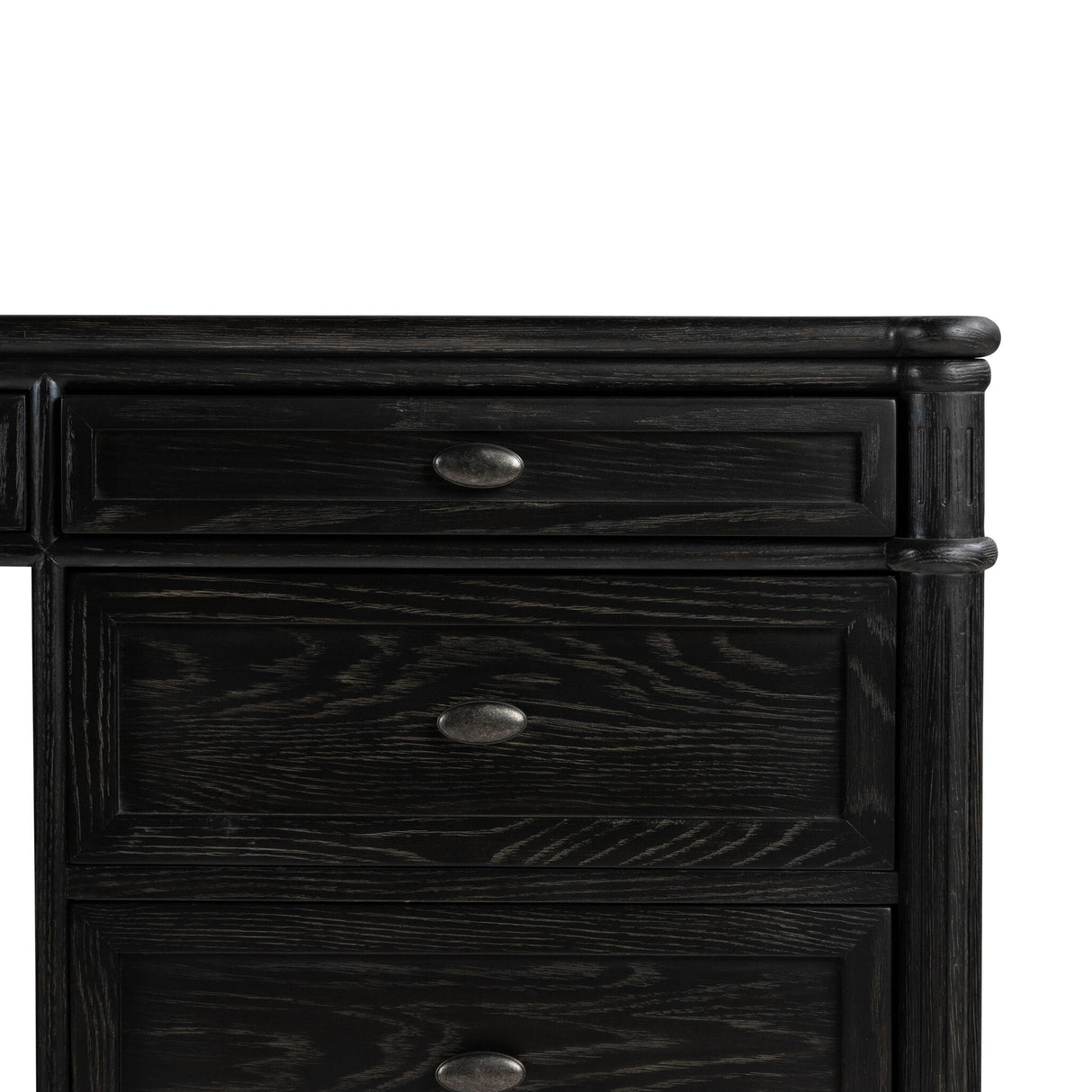 Toulouse Executive Desk in Distressed Black from Four Hands - Luna Furniture