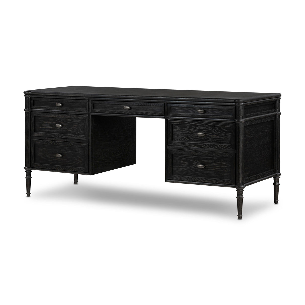 Toulouse Executive Desk in Distressed Black from Four Hands - Luna Furniture