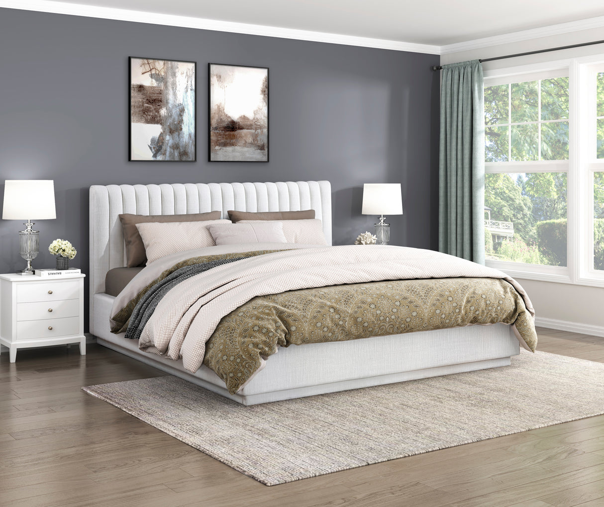 Mulvane Natural California King Upholstered Platform Bed from Homelegance - Luna Furniture