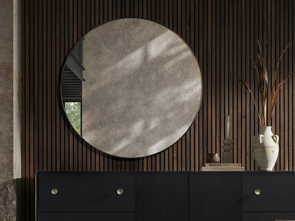 Georgina Round Mirror in Polished Brass from Four Hands - Luna Furniture