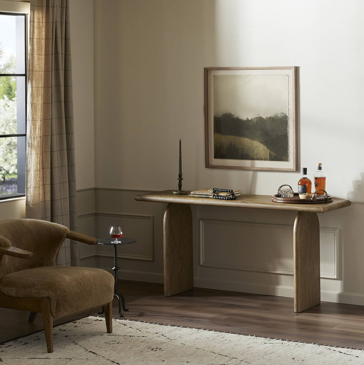 Sorrento Console Table in Aged Drift Mindi from Four Hands - Luna Furniture