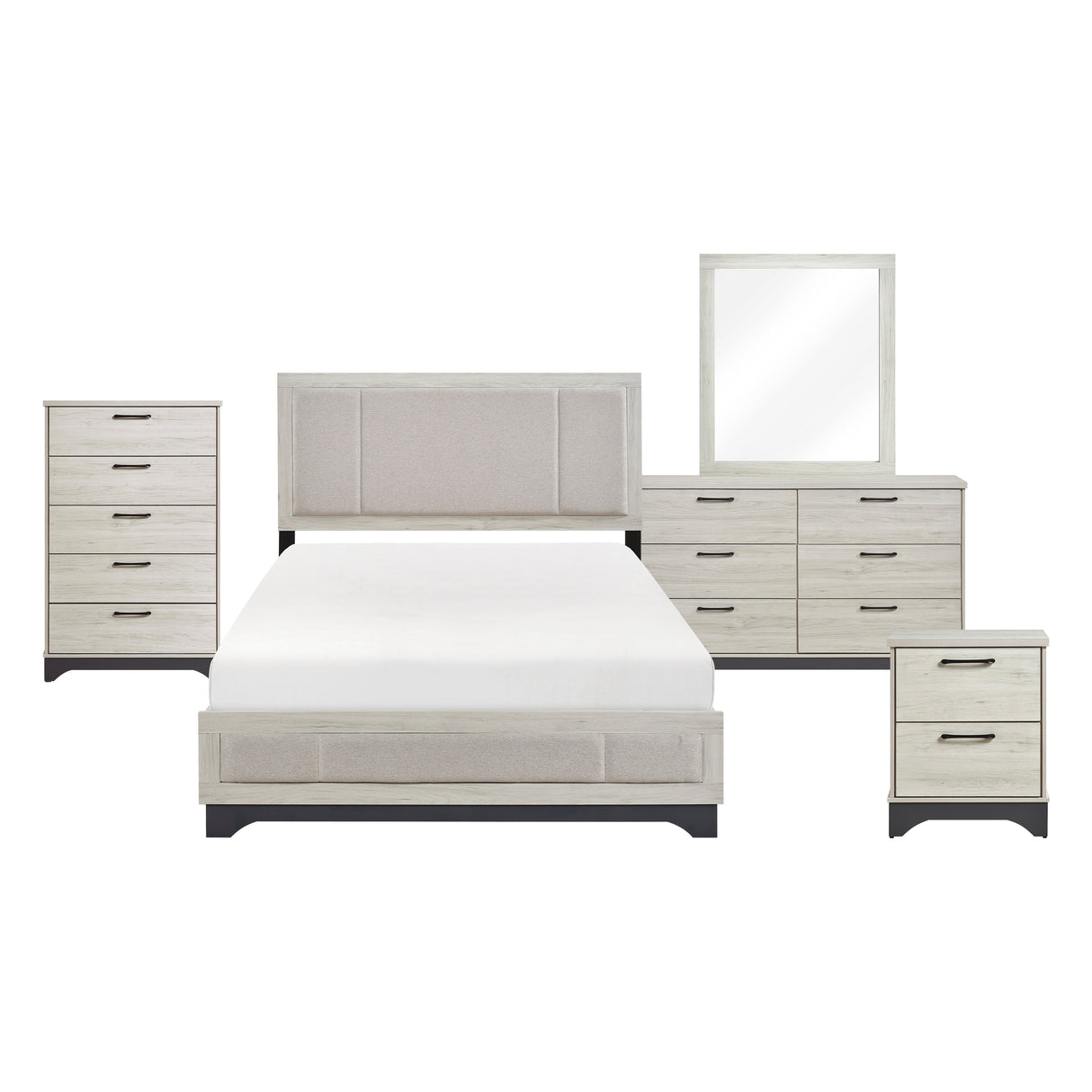 Westport White Oak/Gray 5pc Set (QB+NS+DR+MR+CH) from Homelegance - Luna Furniture