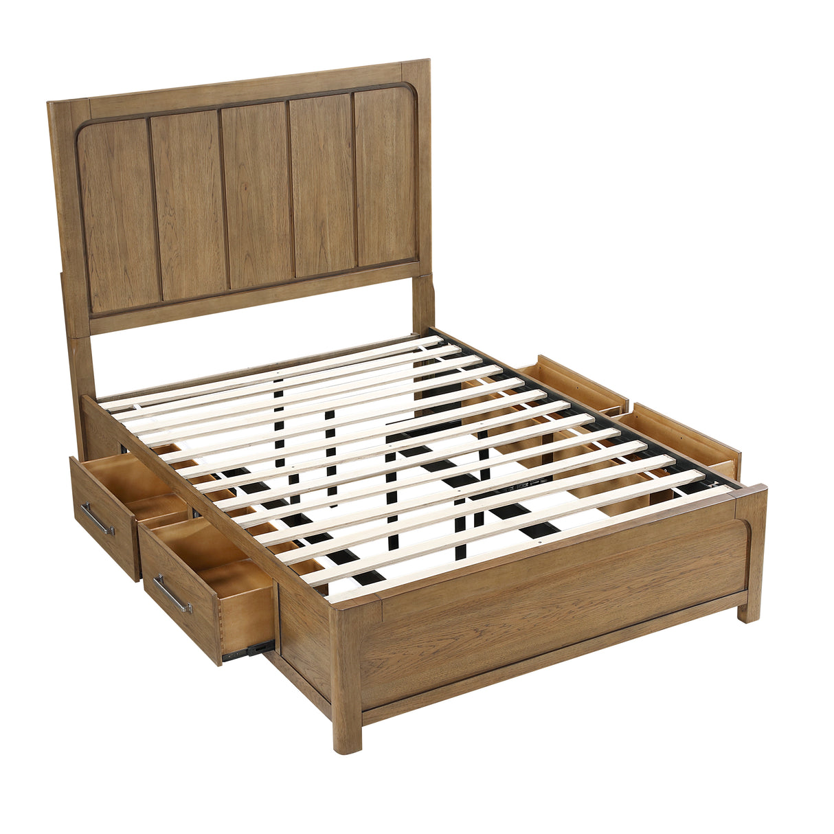 Charlotte Light Brown Storage Platform Queen Bed, Dresser, Mirror, and Nightstand from Homelegance - Luna Furniture