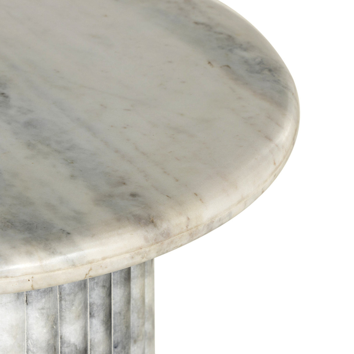 Oranda End Table in Polished White Marble w/ Sealant from Four Hands - Luna Furniture