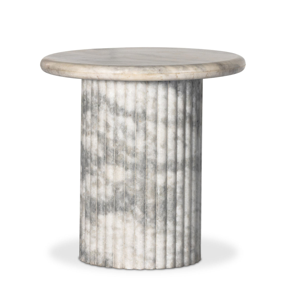 Oranda End Table in Polished White Marble w/ Sealant from Four Hands - Luna Furniture