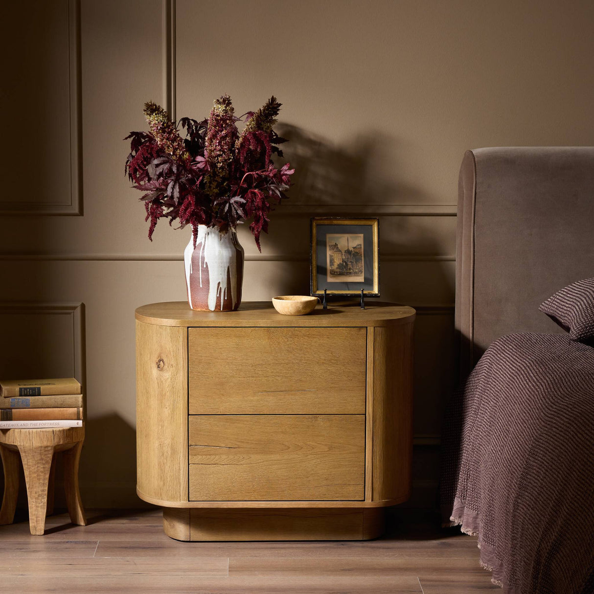 Paden Nightstand in Worn Oak Veneer from Four Hands - Luna Furniture