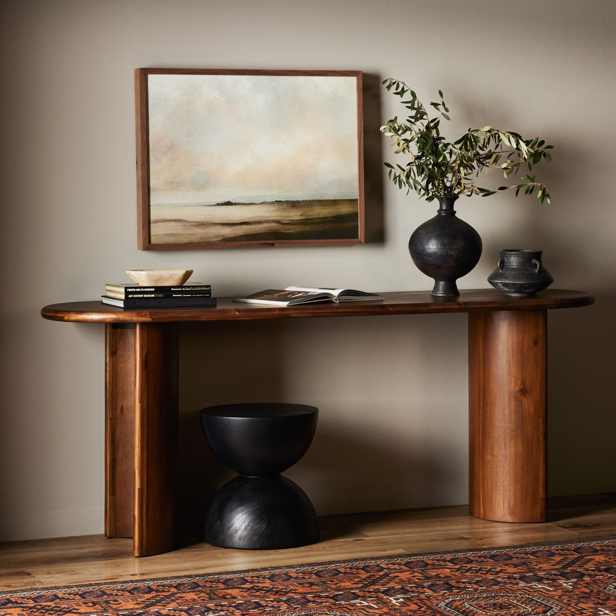 Paden Large Console Table in Seasoned Brown Acacia from Four Hands - Luna Furniture