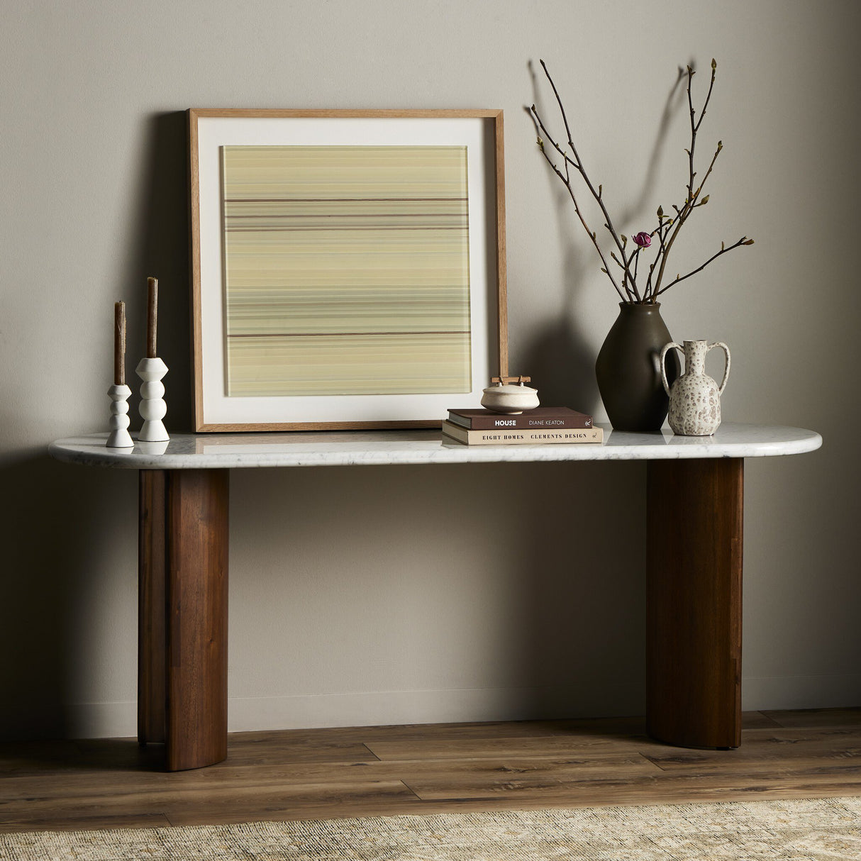 Paden Large Console Table in Italian White Marble from Four Hands - Luna Furniture
