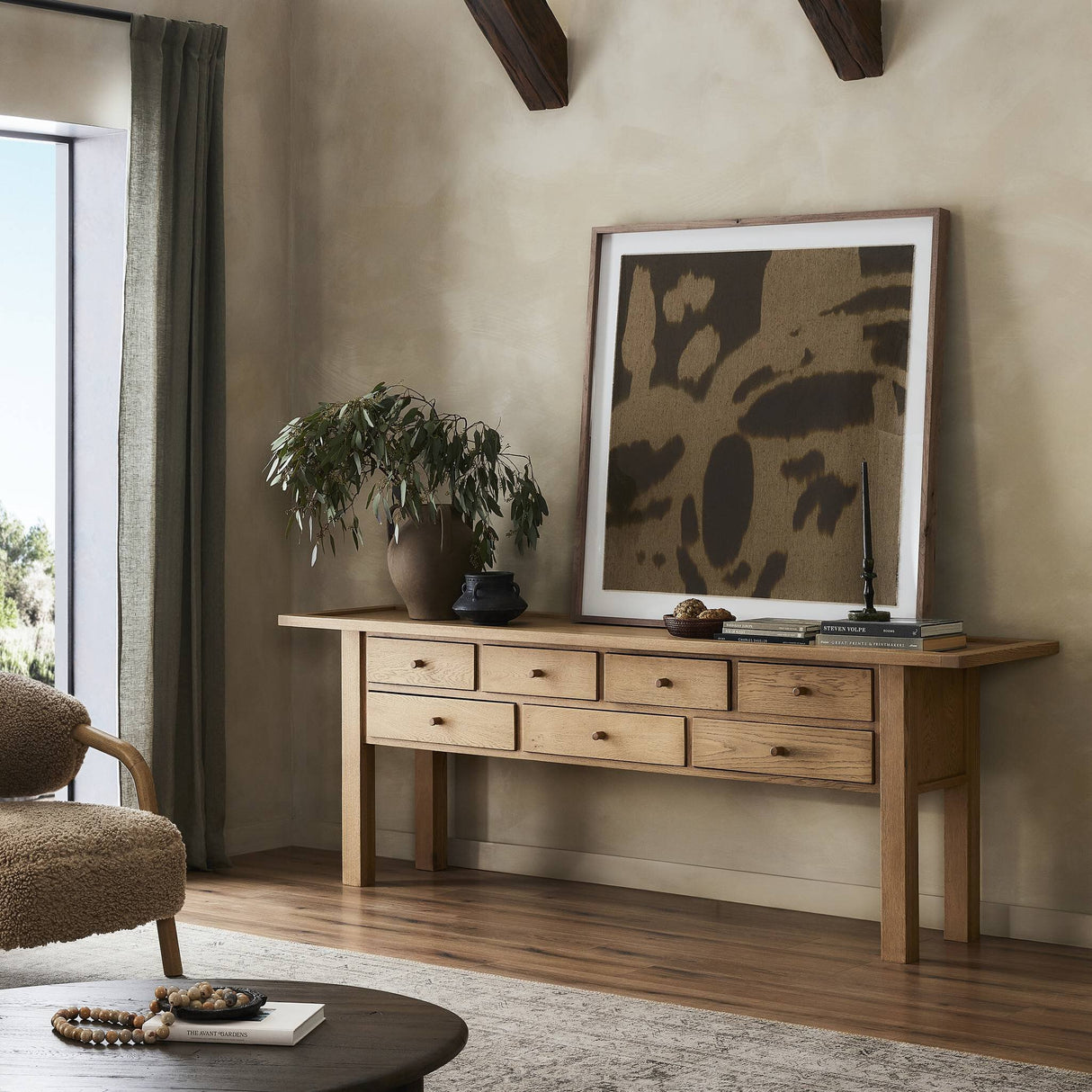Millbrook Console Table in Natural Light Oak Veneer from Four Hands - Luna Furniture
