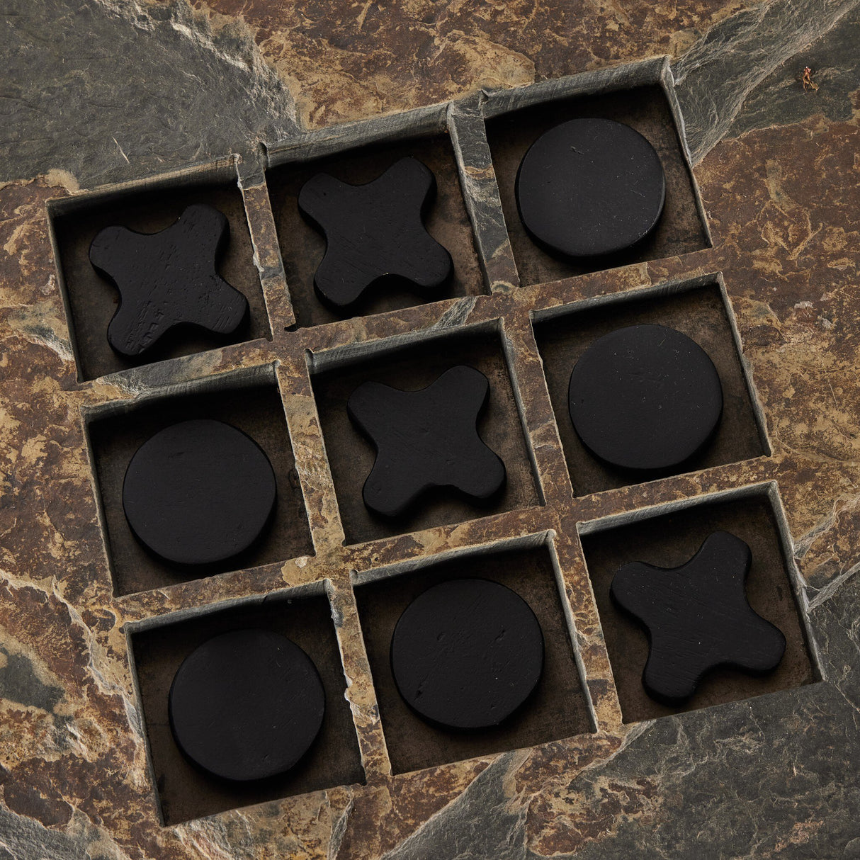 Stone Tic Tac Toe in Grey Stone from Four Hands - Luna Furniture