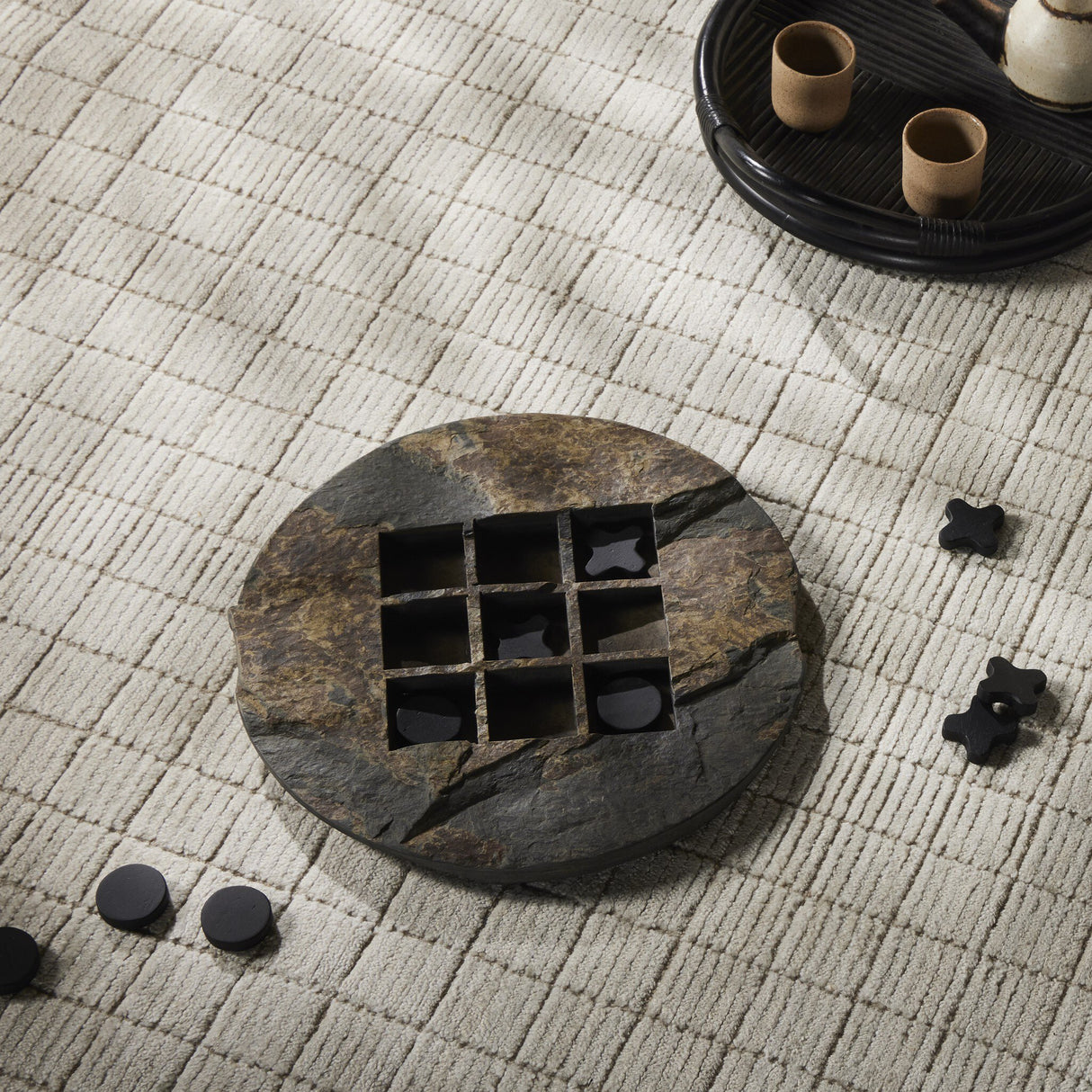 Stone Tic Tac Toe in Grey Stone from Four Hands - Luna Furniture