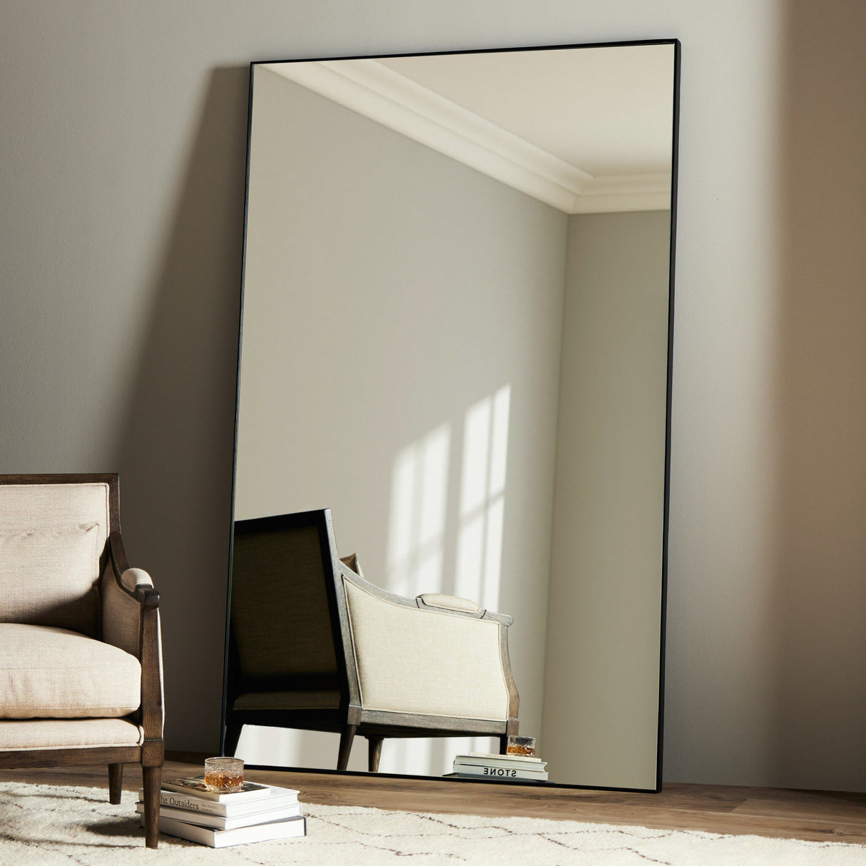 Georgina Rectangle Floor Mirror in Iron Matte Black from Four Hands - Luna Furniture