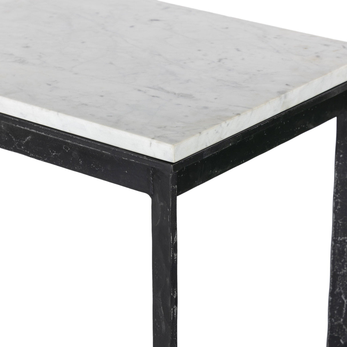Hammered Iron Console Table in White Marble from Four Hands - Luna Furniture