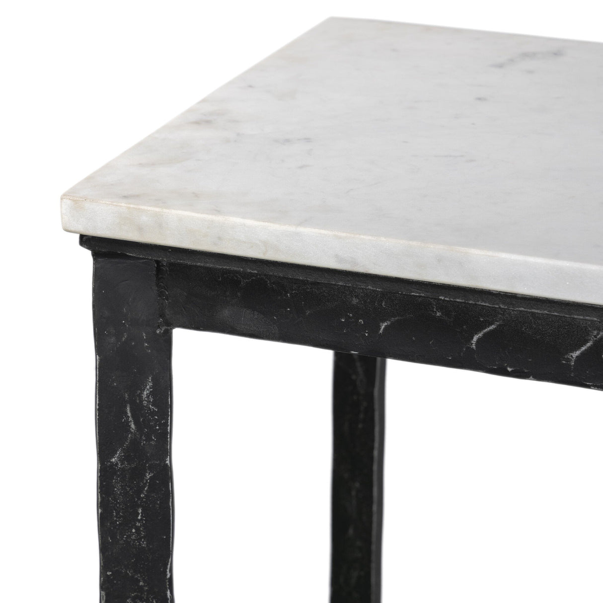 Hammered Iron Console Table in White Marble from Four Hands - Luna Furniture