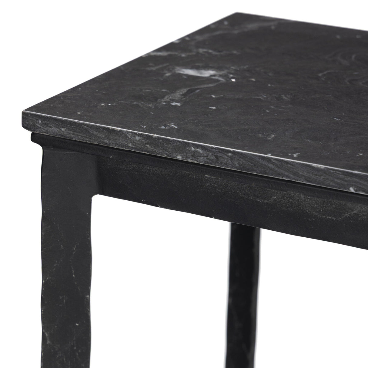 Hammered Iron Console Table in Charcoal Marble from Four Hands - Luna Furniture