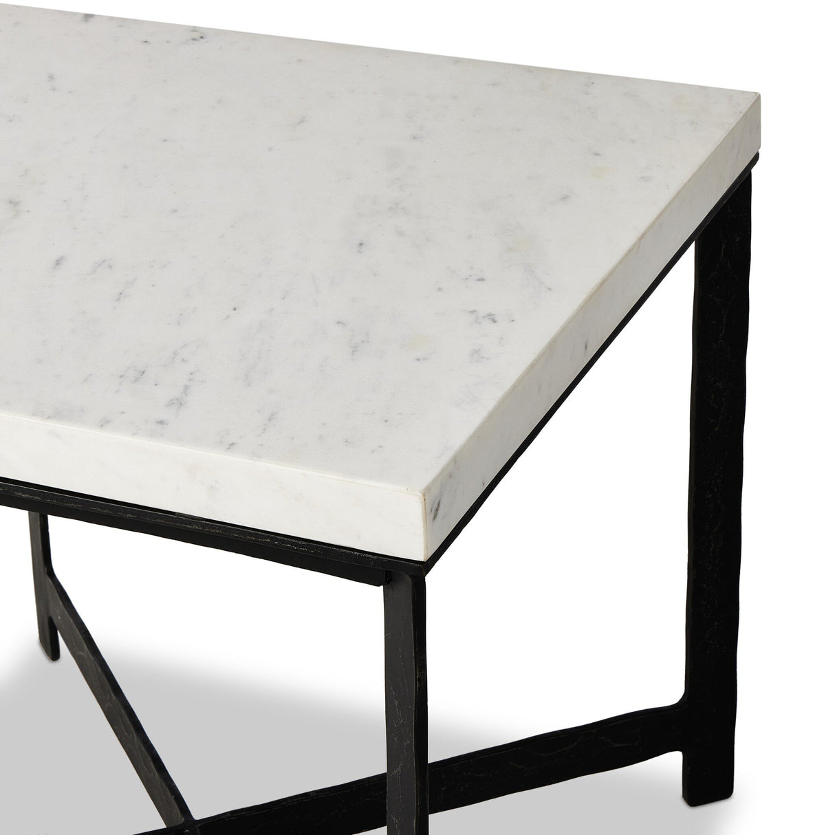 Hammered Iron End Table in White Marble from Four Hands - Luna Furniture