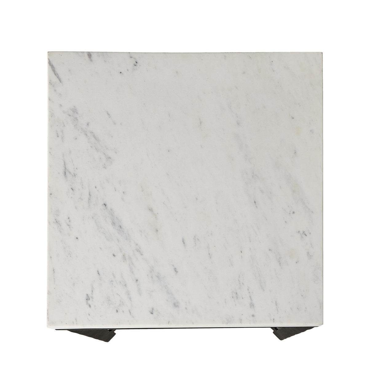 Hammered Iron End Table in White Marble from Four Hands - Luna Furniture