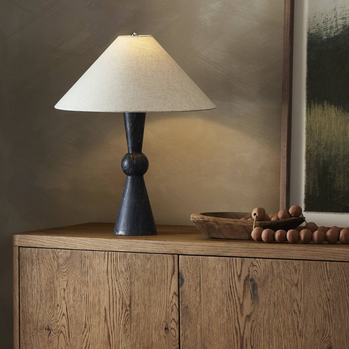 Bibianna Table Lamp in Black Italian Marble from Four Hands - Luna Furniture