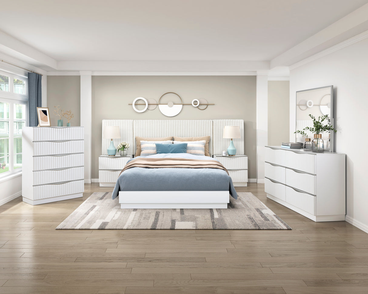 Linea Pearl White 5pc Set Queen Wall Bed (QB+2NS+2NS-P) from Homelegance - Luna Furniture