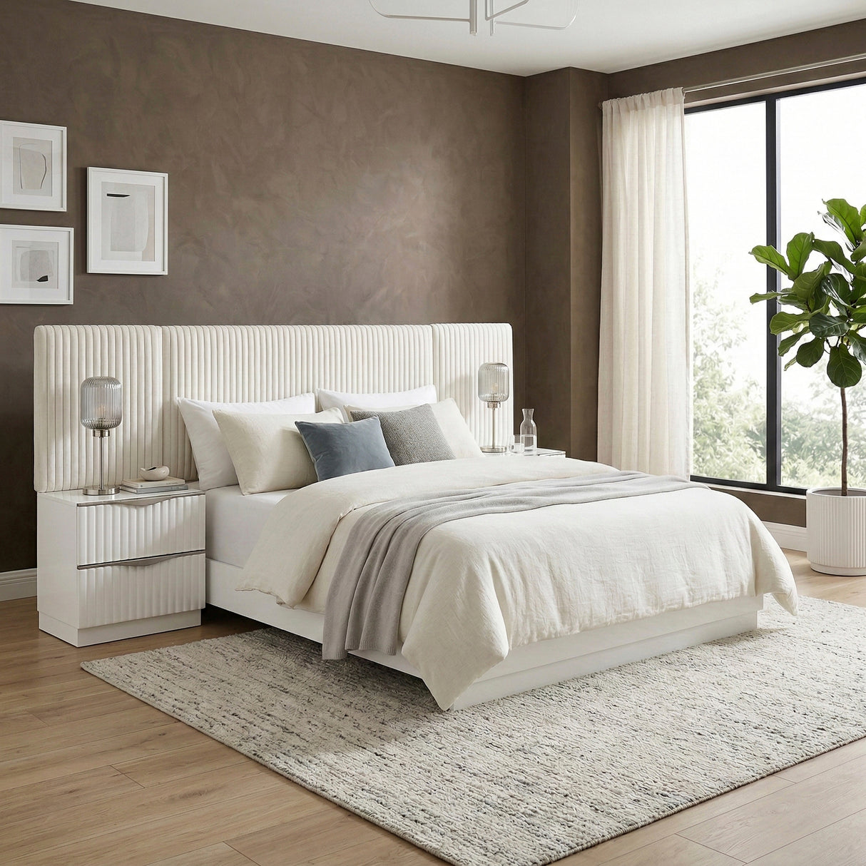 Linea Pearl White 5pc Set Queen Wall Bed (QB+2NS+2NS-P) from Homelegance - Luna Furniture