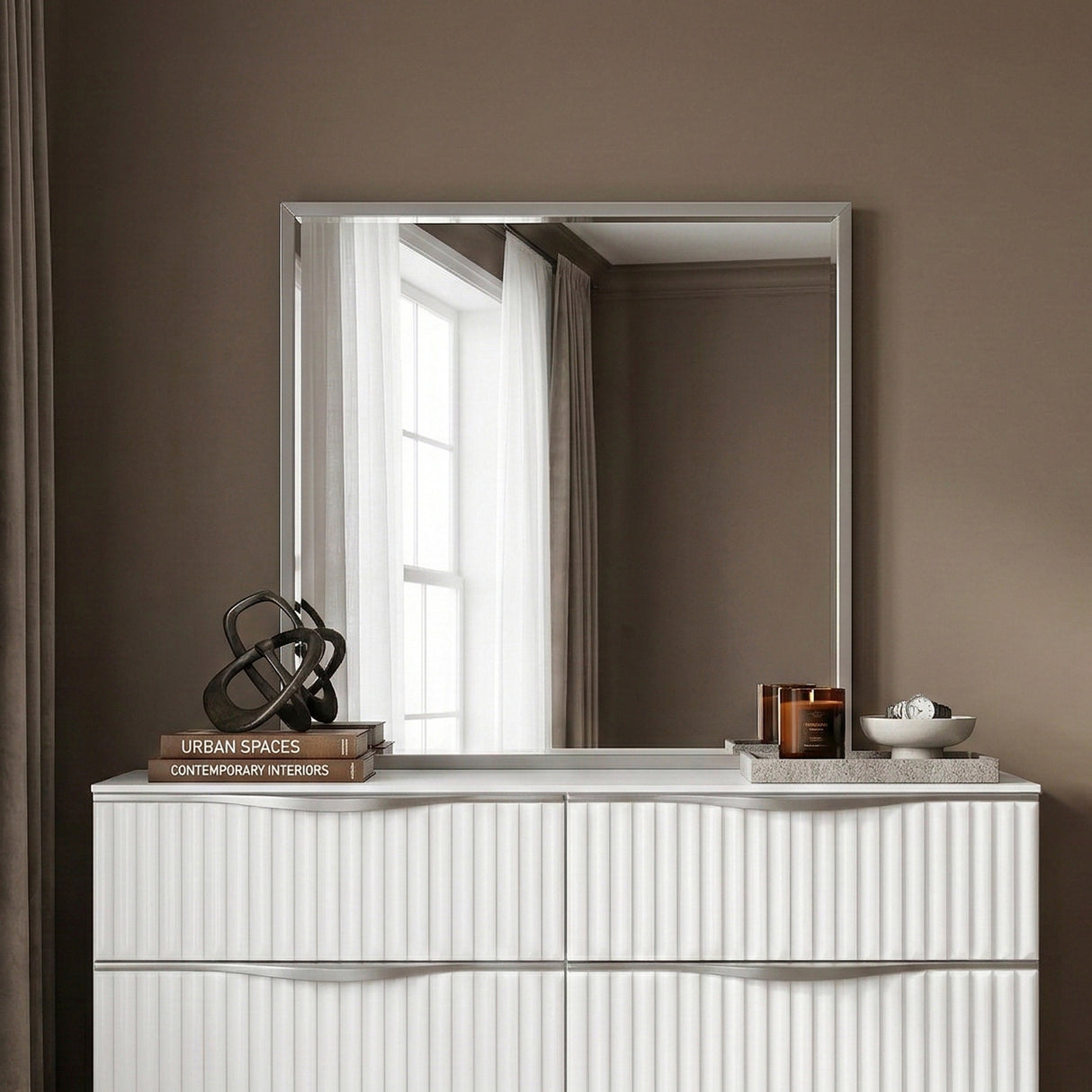 Linea Pearl White Mirror from Homelegance - Luna Furniture
