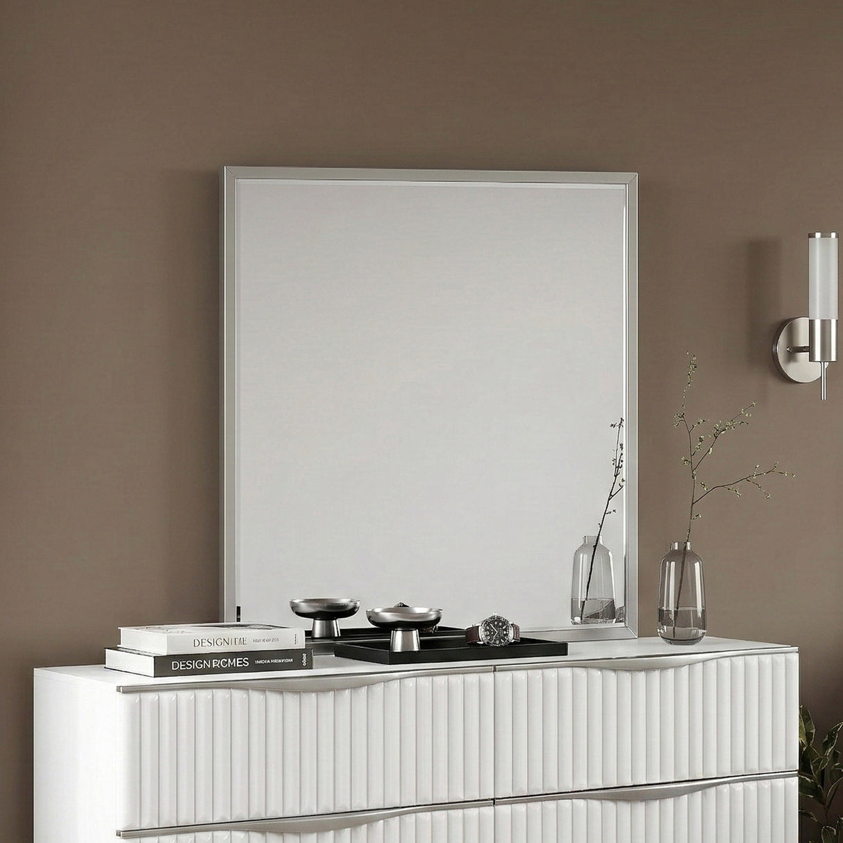 Linea Pearl White Mirror from Homelegance - Luna Furniture