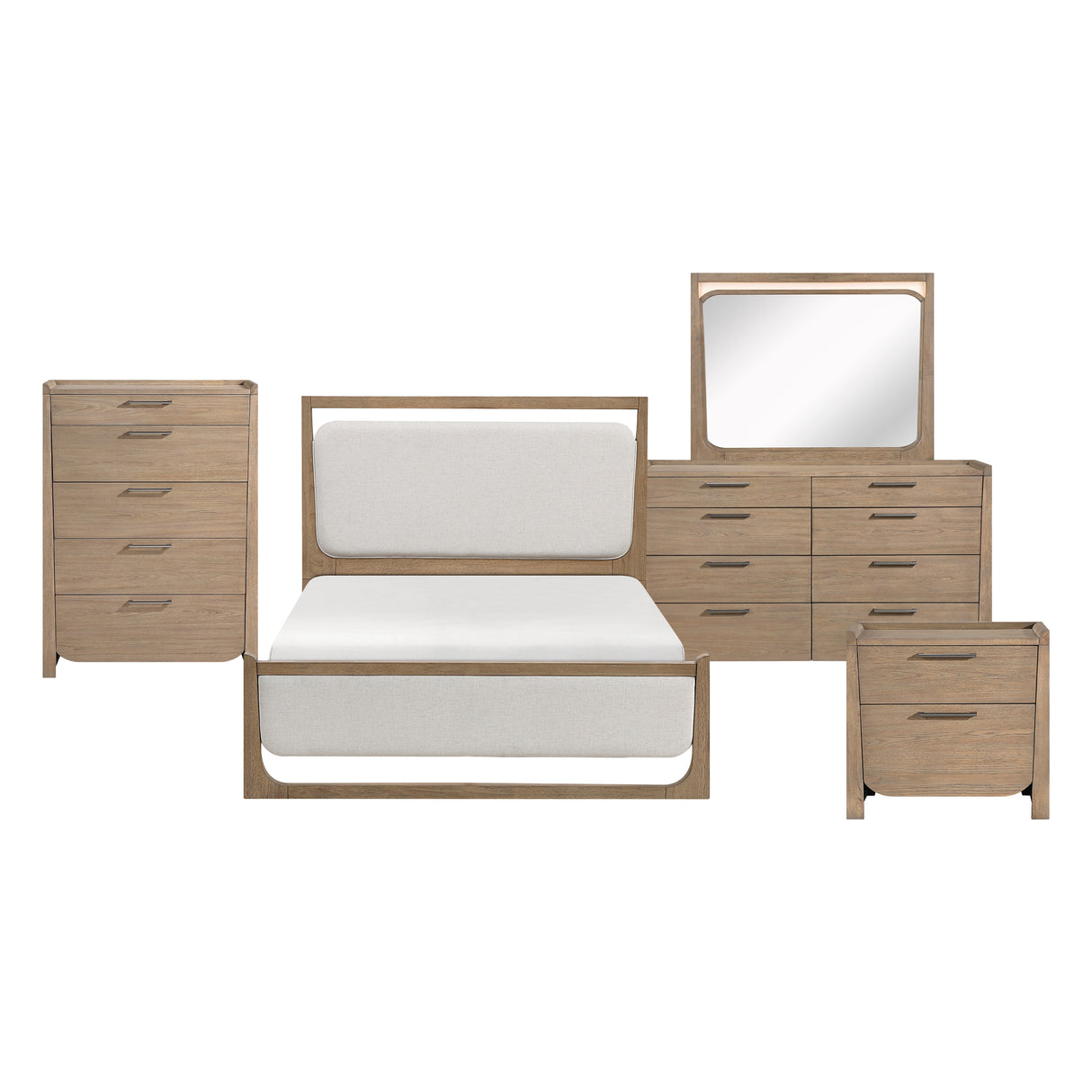 Riley Light Brown 5pc Set (QB+NS+DR+MR+CH) from Homelegance - Luna Furniture