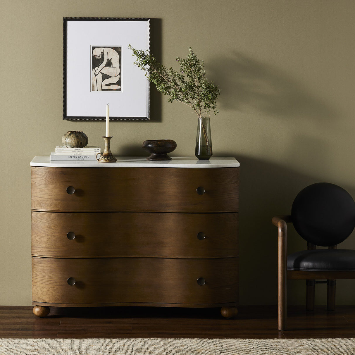 Tiago Marble Chest in Toasted Oak Veneer from Four Hands - Luna Furniture