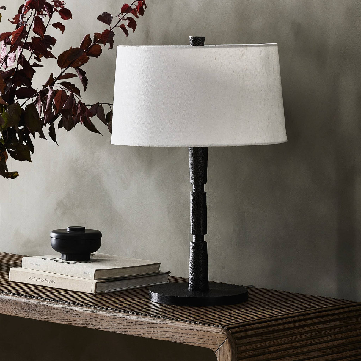Fernando Table Lamp in Forged Black Aluminum from Four Hands - Luna Furniture