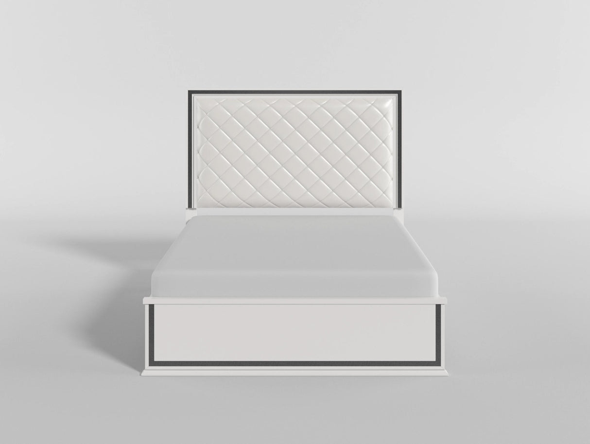 Lumin Pearl White Eastern King Led Panel Bed from Homelegance - Luna Furniture