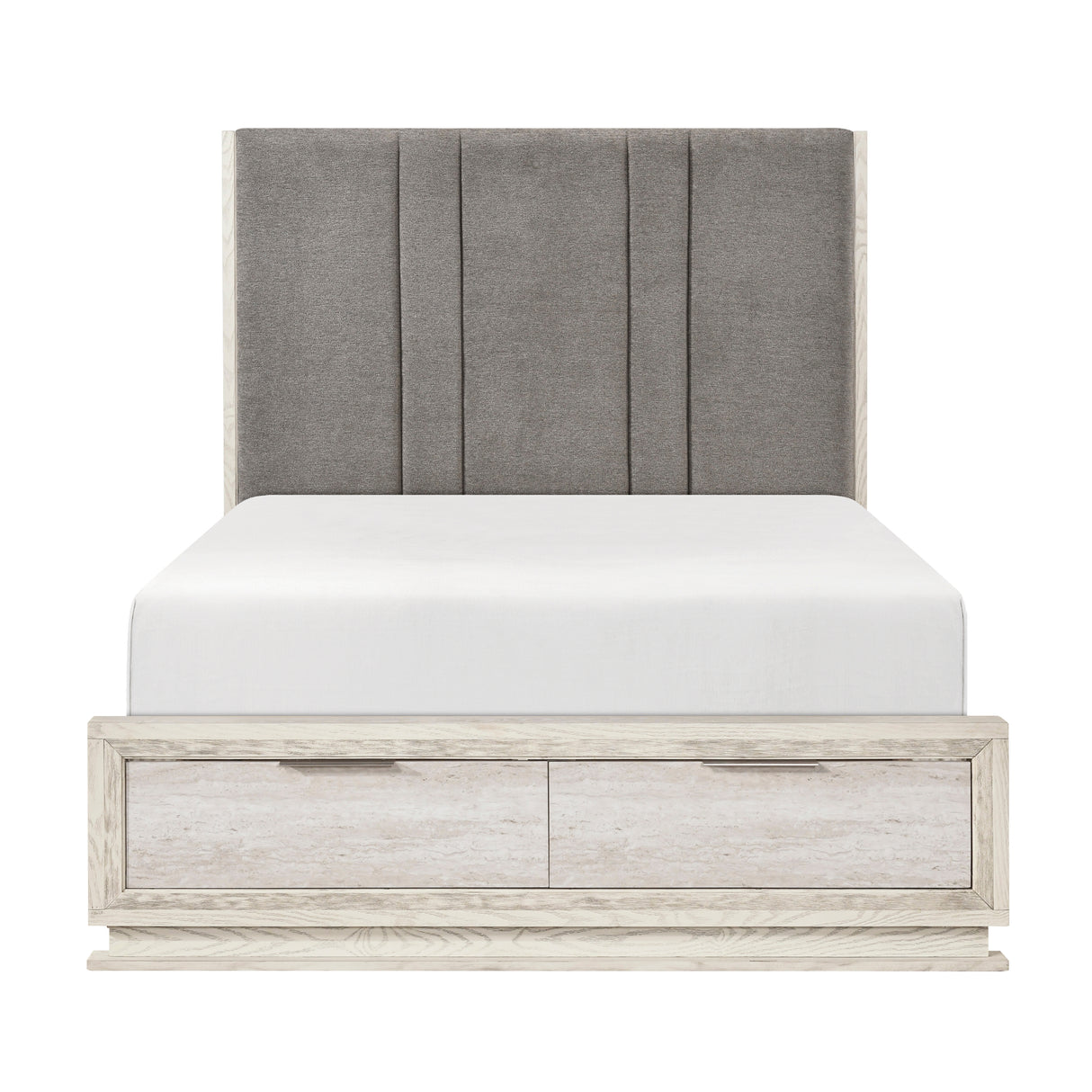 Noctis White/Light Gray California King Led Storage Platform Bed from Homelegance - Luna Furniture