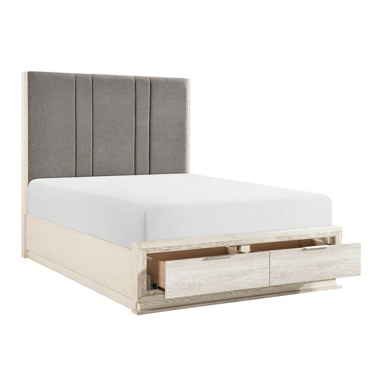 Noctis White/Light Gray California King Led Storage Platform Bed from Homelegance - Luna Furniture