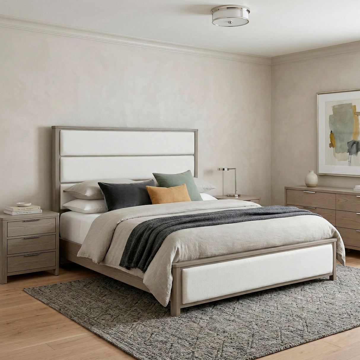 Dalston Light Gray/Beige Eastern King Bed from Homelegance - Luna Furniture