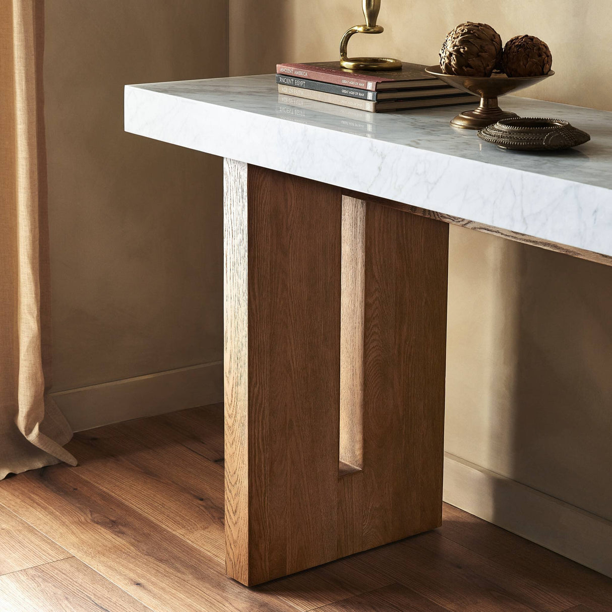 Olympia Console Table in White Carrara Marble from Four Hands - Luna Furniture