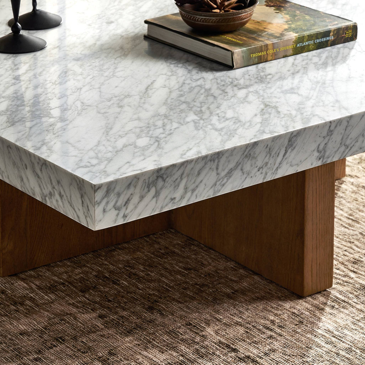 Bellamy Square Coffee Table in White Carrara Marble from Four Hands - Luna Furniture