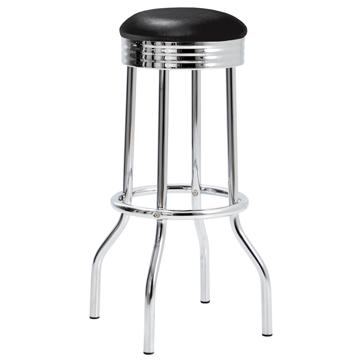 Theodore Black and Chrome Upholstered Top Bar Stools, Set of 2 from Coaster - Luna Furniture
