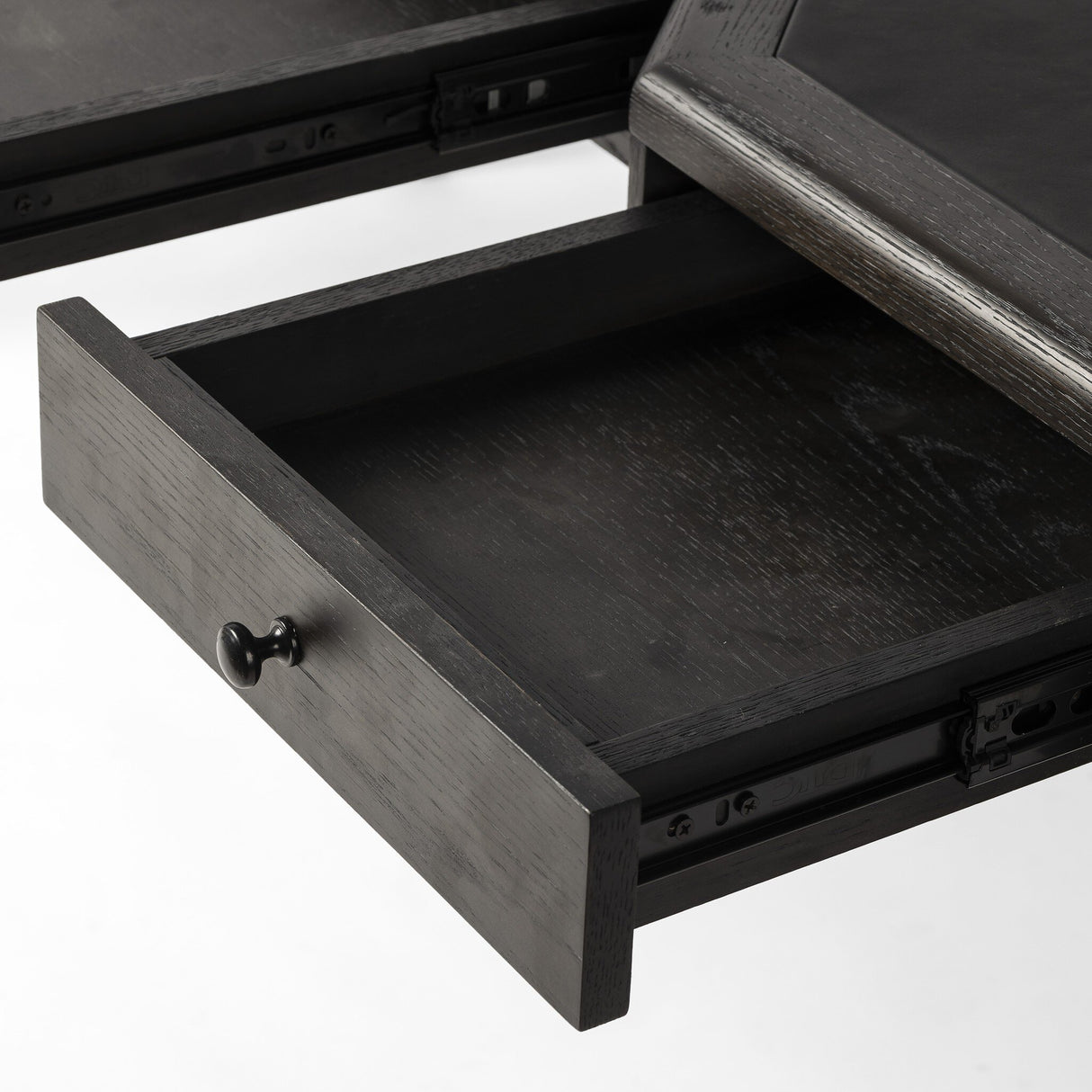 Claude Desk in Distressed Black Oak Veneer from Four Hands - Luna Furniture